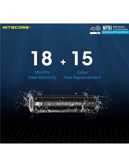 Bateria recarregável NPB1 5000 mAh 3,64 V (18,2 Wh) Micro-USB-C e A submersível e temperaturas extremas IP68