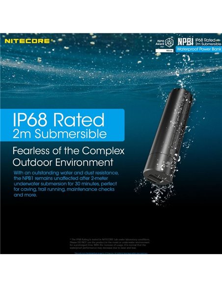 Batería recargable NPB1 5000 mAh 3,64 V (18,2Wh) Micro-USB-C y A sumergible y temperaturas extremas IP68