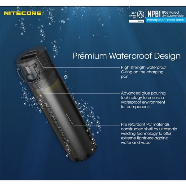 Batería recargable NPB1 5000 mAh 3,64 V (18,2Wh) Micro-USB-C y A sumergible y temperaturas extremas IP68