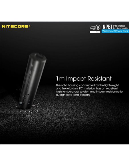 Bateria recarregável NPB1 5000 mAh 3,64 V (18,2 Wh) Micro-USB-C e A submersível e temperaturas extremas IP68