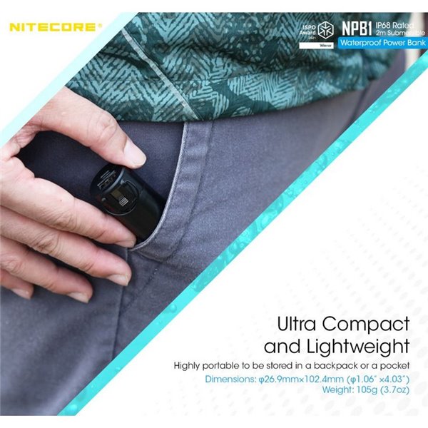 Batería recargable NPB1 5000 mAh 3,64 V (18,2Wh) Micro-USB-C y A sumergible y temperaturas extremas IP68