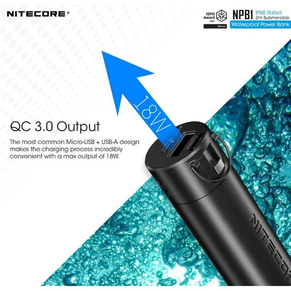 Batería recargable NPB1 5000 mAh 3,64 V (18,2Wh) Micro-USB-C y A sumergible y temperaturas extremas IP68