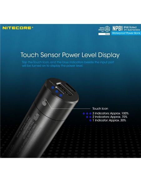 Batería recargable NPB1 5000 mAh 3,64 V (18,2Wh) Micro-USB-C y A sumergible y temperaturas extremas IP68