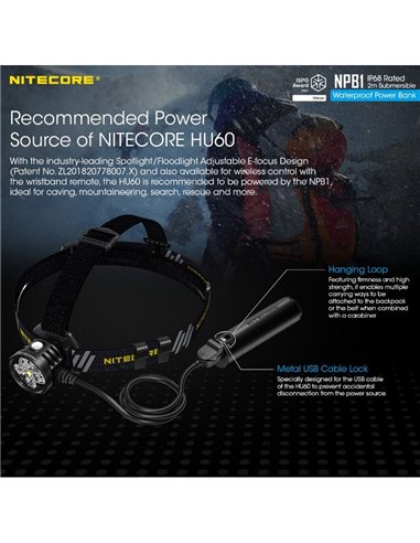 Batería recargable NPB1 5000 mAh 3,64 V (18,2Wh) Micro-USB-C y A sumergible y temperaturas extremas IP68