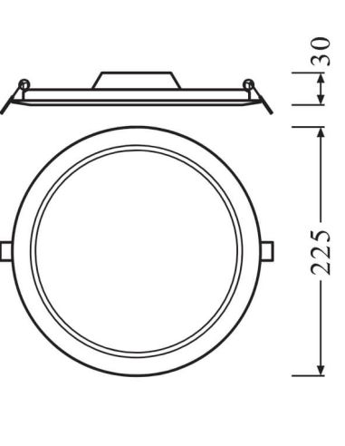Dimensões Downlight LED Slim Empotrável DL DN210 18W Ø210mm Luz 3000K 4000K 6500K LedVance