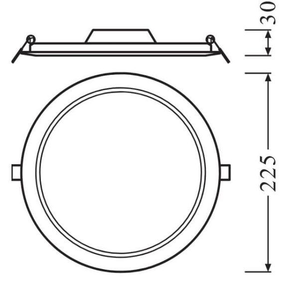 Dimensiones Downlight LED Slim Empotrable DL DN210 18W Ø210mm Luz 3000K 4000K 6500K LedVance