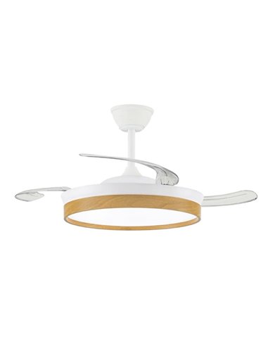 Ventilador LED aspas retráctiles PANECO, 45W 4400Lm CCT Dim, con temporizador