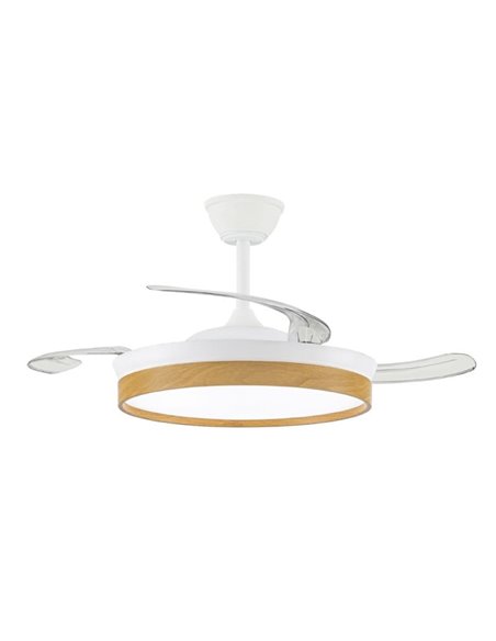 Ventilador LED aspas retráctiles PANECO, 45W 4400Lm CCT Dim, con temporizador