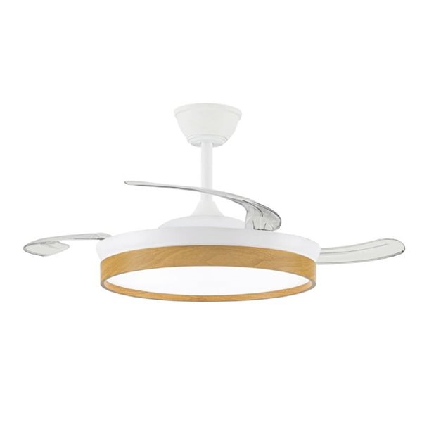 Ventilador LED aspas retráctiles PANECO, 45W 4400Lm CCT Dim, con temporizador