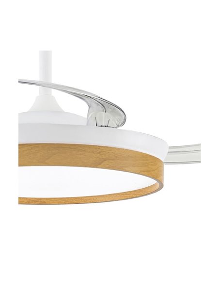 Ventilateur LED PANECO à pales rétractables, 45W 4400Lm CCT Dim, avec minuterie