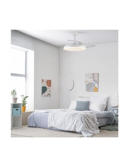 Ventilador LED aspas retráctiles STARS EVO, 72W 7920Lm CCT Dim, Smart