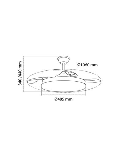Ventilador LED aspas retráctiles STARS EVO, 72W 7920Lm CCT Dim, Smart