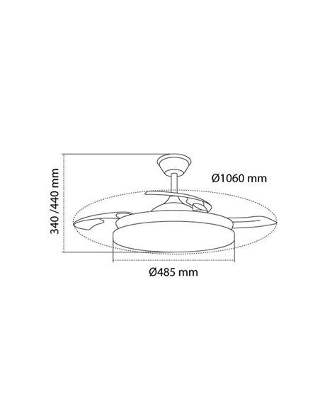 Ventilador LED aspas retráctiles STARS EVO, 72W 7920Lm CCT Dim, Smart