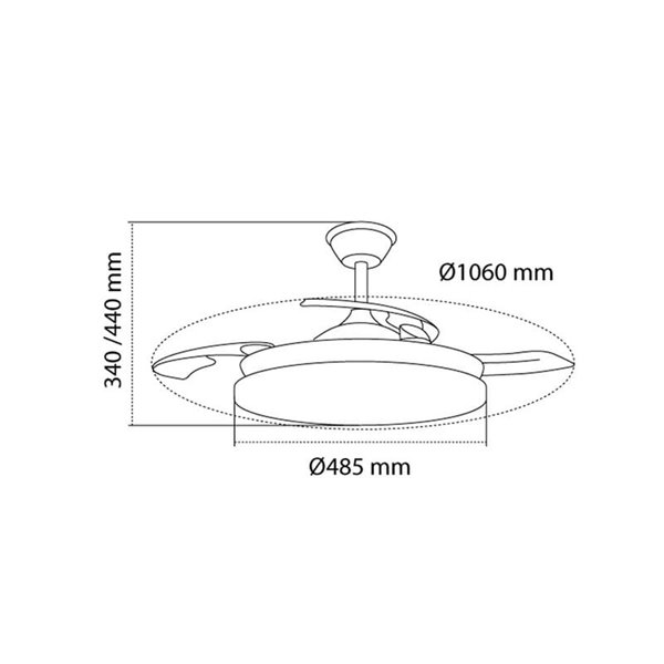 Ventilador LED aspas retráctiles STARS EVO, 72W 7920Lm CCT Dim, Smart
