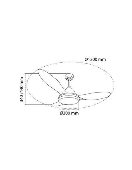 Ventilador de techo LED STEL TL, Ø120cm, 35W 3440Lm CCT Dim