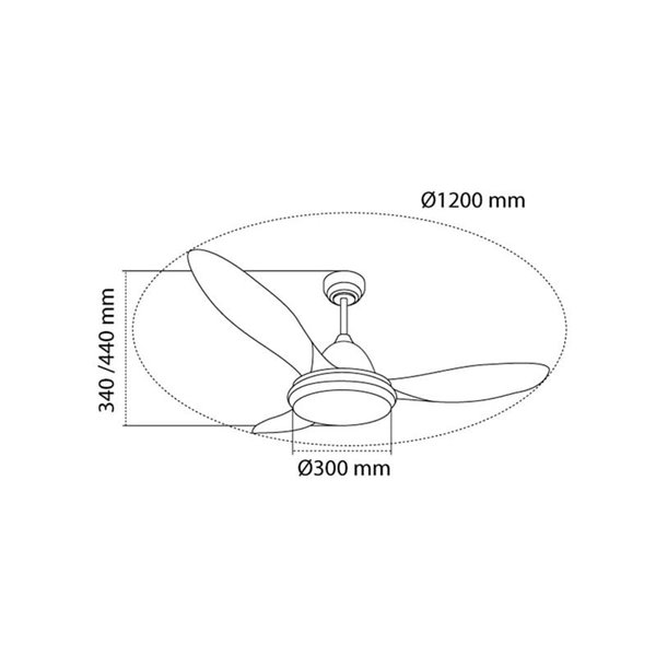 Ventilador de techo LED STEL TL, Ø120cm, 35W 3440Lm CCT Dim