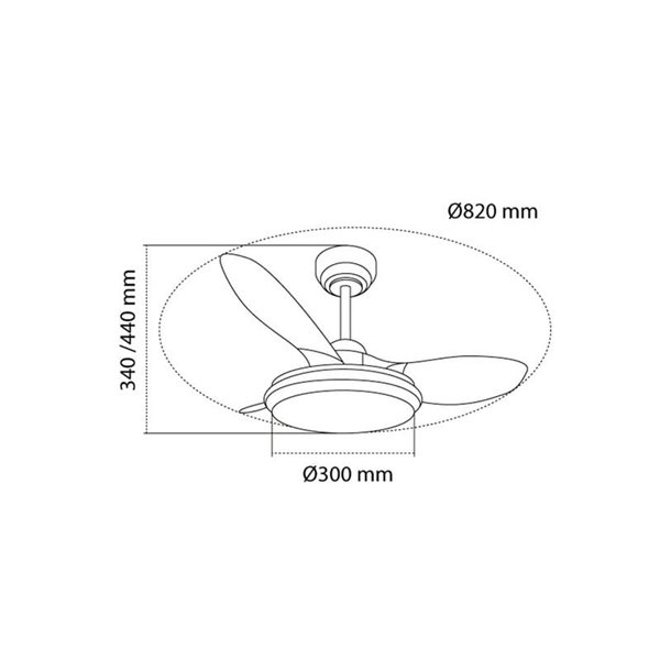 Ventilador de techo LED Stel TL MINI, Ø82cm, 35W 3440Lm CCT Dim