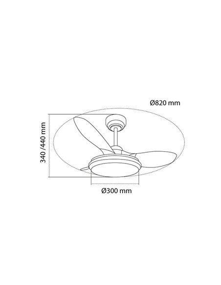 Ventoinha de teto Stel TL MINI RGB LED, Ø82cm, 31W 2980Lm CCT Dim