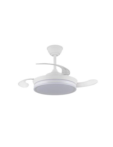 Ventilador LED de aspas retráctiles SUPERECO MINI blanco, 39W 3822Lm CCT