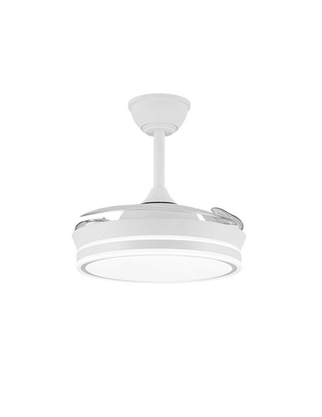 Ventilador LED de aspas retráctiles SUPERECO MINI blanco, 39W 3822Lm CCT