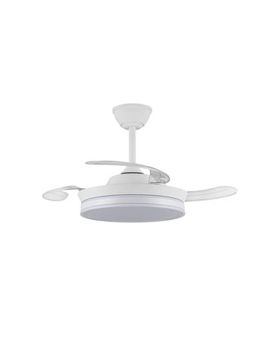 Ventilador LED de aspas retráctiles SUPERECO MINI blanco, 39W 3822Lm CCT