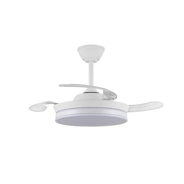 Ventilador LED de aspas retráctiles SUPERECO MINI blanco, 39W 3822Lm CCT