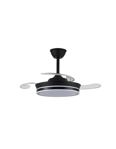 Ventilador LED de aspas retráctiles SUPERECO MINI negro, 39W 3822Lm CCT