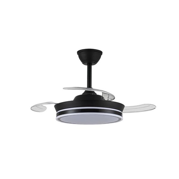 Ventilador LED de aspas retráctiles SUPERECO MINI negro, 39W 3822Lm CCT
