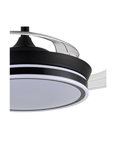 Ventilador LED de aspas retráctiles SUPERECO MINI negro, 39W 3822Lm CCT