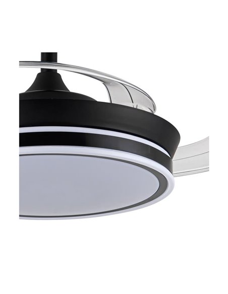 Ventilador LED de aspas retráctiles SUPERECO MINI negro, 39W 3822Lm CCT