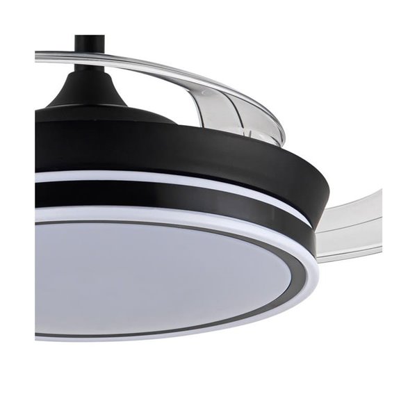 Ventilador LED de aspas retráctiles SUPERECO MINI negro, 39W 3822Lm CCT