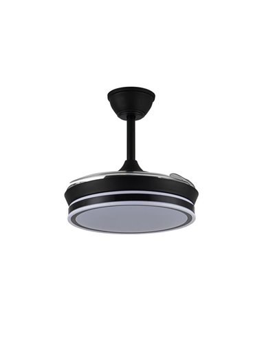 Ventilador LED de aspas retráctiles SUPERECO MINI negro, 39W 3822Lm CCT