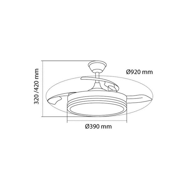 Ventilador LED de aspas retráctiles SUPERECO MINI negro, 39W 3822Lm CCT