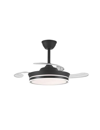 Ventilador LED de aspas retráctiles SUPERECO MINI negro, 39W 3822Lm CCT