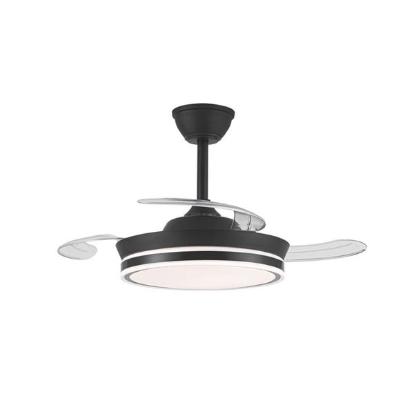 Ventilador LED de aspas retráctiles SUPERECO MINI negro, 39W 3822Lm CCT