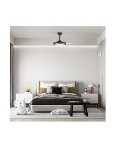 Ventilador LED de aspas retráctiles SUPERECO MINI negro, 39W 3822Lm CCT 2
