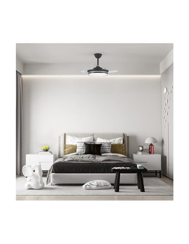 Ventilador LED de aspas retráctiles SUPERECO MINI negro, 39W 3822Lm CCT