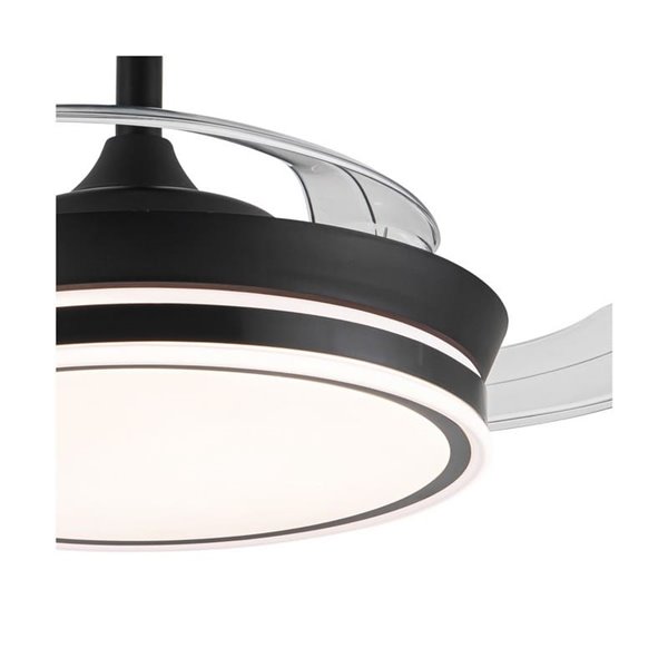 Ventilador LED de aspas retráctiles SUPERECO MINI negro, 39W 3822Lm CCT