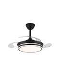 Ventilador LED de aspas retráctiles SUPERECO MINI negro, 39W 3822Lm CCT