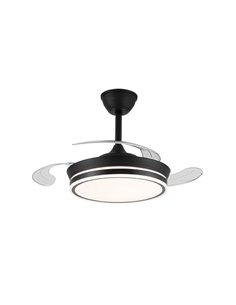 Ventilador LED de aspas retráctiles SUPERECO MINI negro, 39W 3822Lm CCT
