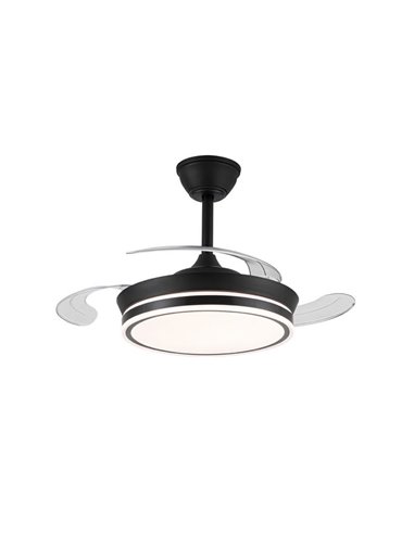 Ventilador LED de aspas retráctiles SUPERECO MINI negro, 39W 3822Lm CCT