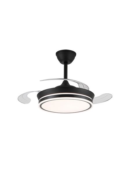 Ventilador LED de aspas retráctiles SUPERECO MINI negro, 39W 3822Lm CCT
