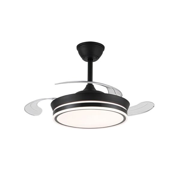 Ventilador LED de aspas retráctiles SUPERECO MINI negro, 39W 3822Lm CCT