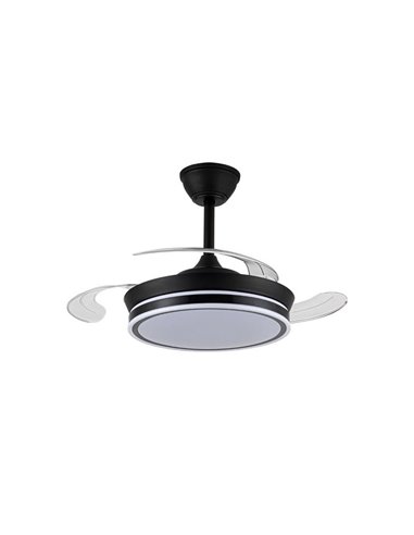 Ventilador LED de aspas retráctiles SUPERECO MINI negro, 39W 3822Lm CCT