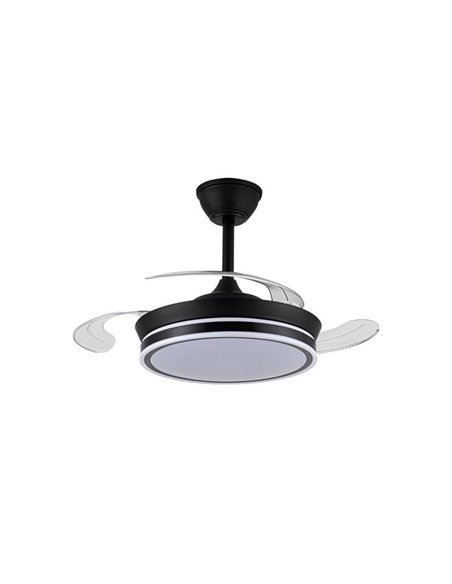 Ventilateur LED rétractable noir SUPERECO MINI, 39 W, 3 822 lm, CCT