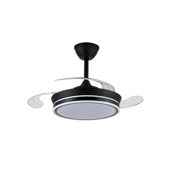 Ventilador LED de aspas retráctiles SUPERECO MINI negro, 39W 3822Lm CCT