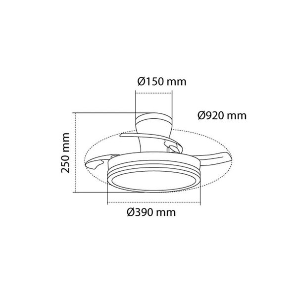 Ventoinha LED de lâmina retrátil SUPERECO LONG MINI, 39W 3822Lm CCT
