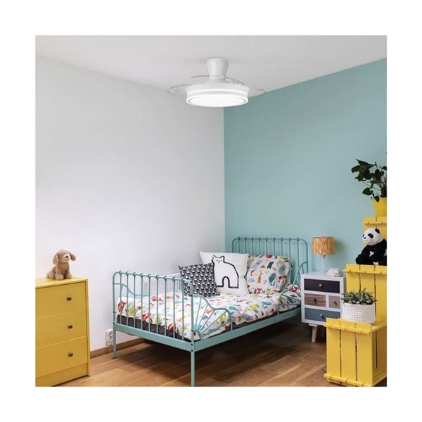 Ventoinha LED de lâmina retrátil SUPERECO LONG MINI, 39W 3822Lm CCT