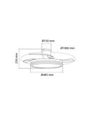 Ventilador LED aspas retráctiles SUPERECO LONG, 45W 4400Lm CCT