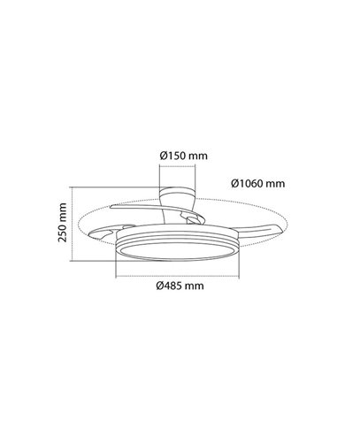 Ventilador LED aspas retráctiles SUPERECO LONG, 45W 4400Lm CCT